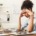 Female office worker with headache